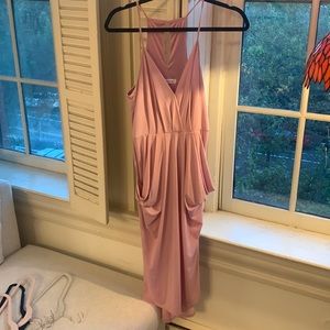 Pink midi dress with pockets